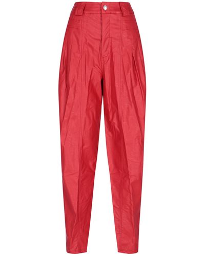 Koche Darted Eco Leather Pants - Red
