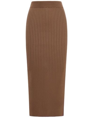 Jil Sander Long Knitted Skirt - Brown