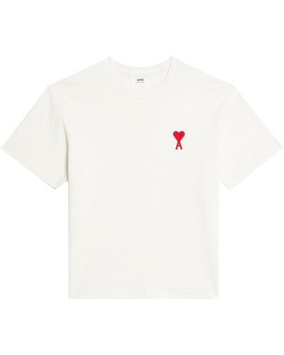 Ami Paris White T Shirt With Logo - Bianco