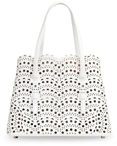 Alaïa Mina 25 Bag In Luxurious Wave Calf Leather - White