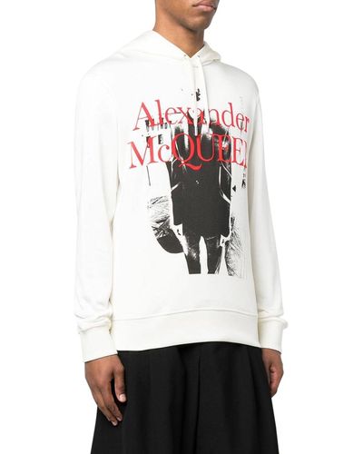 Alexander McQueen Felpa con cappuccio stampa logo - Bianco