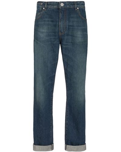 Balmain Jeans a gamba dritta con patch logo vintage - Blu
