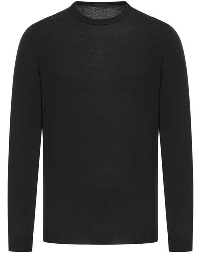 Zanone Textured Sweater - Black
