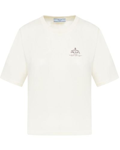Prada Short Sleeve T-shirt With Logo - White