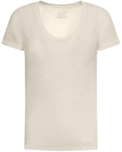 120% Lino Short Sleeve Women Tshirt - Natural