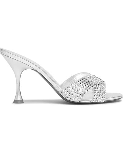 Louboutin Mariza Is Back Strass Red Sole Crisscross Sandals - White