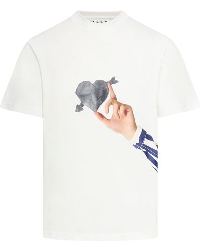 Sunnei T-shirt con stampa cuori di pietra - Bianco