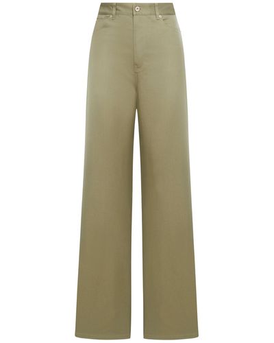 Loewe High-waisted Cotton Trousers - Green