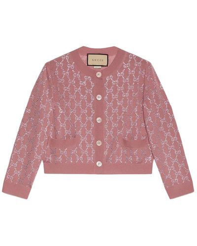 Gucci GG Crystal-embellished Wool Cardigan - Pink