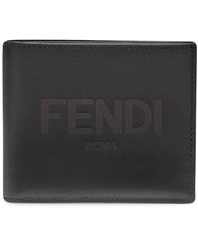 Fendi Portafoglio bi-fold goffrato - Nero