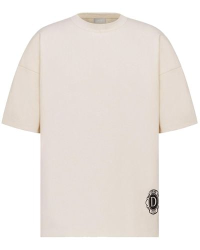 Dior T-shirts Ecru Cotton And Silk Jersey - White
