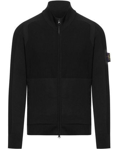 Stone Island Zip Sweater - Black