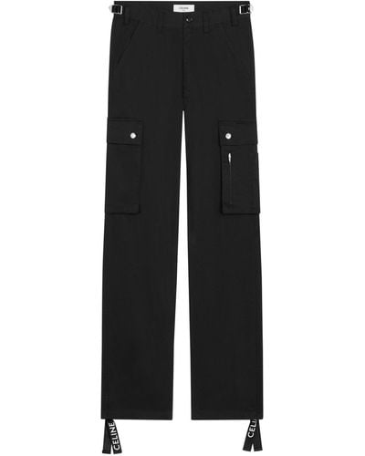 Celine Cargo Pants In Cotton Linen - Black