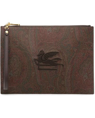 Etro Clutch With Jacquard Paisley Print - Brown