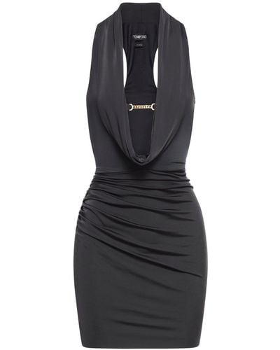 Tom Ford Draped Lustrous Jersey Mini Cocktail Dress - Black