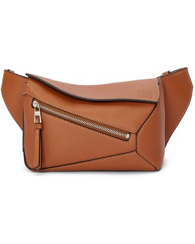 Loewe Mini Puzzle Bum Bag In Classic Calfskin - Brown