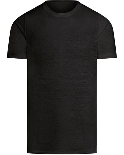 120% Lino Short Sleeve Linen Tshirt - Black