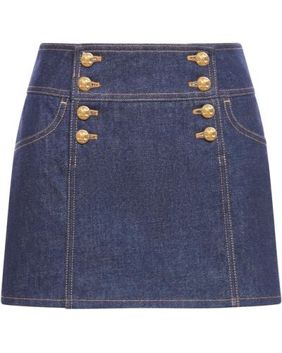 Celine A-line Mini Skirt In Denim With Rinsed Wash Indigo Wash - Blue
