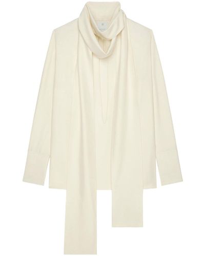 Givenchy Blusa in seta con lungo lavalliere - Bianco