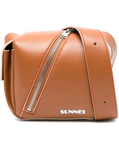 Sunnei Lacubetto Leather Shoulder Bag - Brown