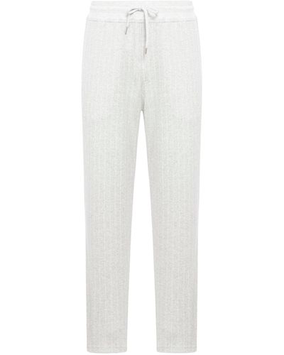 Brunello Cucinelli Cotton Blend Pinstriped Trousers - White