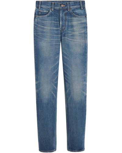 Celine Slim Jeans In Dark Union Wash Denim - Blue