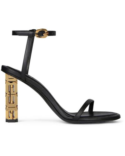 Givenchy Sandals In Leather With G Cube Heel - Black
