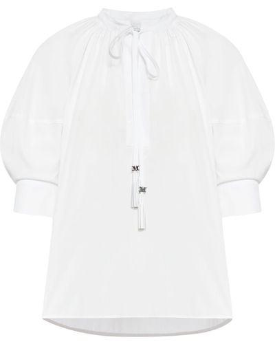 Max Mara Cotton Shirt With Balloon Sleeves - White