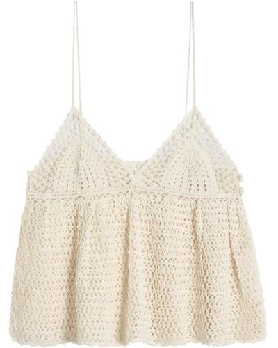 Celine Top With Thin Straps In Crochet Cotton - Natural