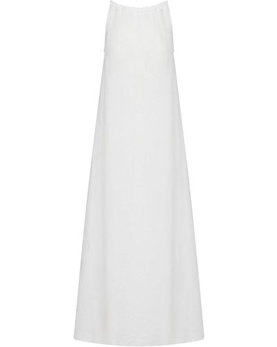 120% Lino Long Linen Dress - White