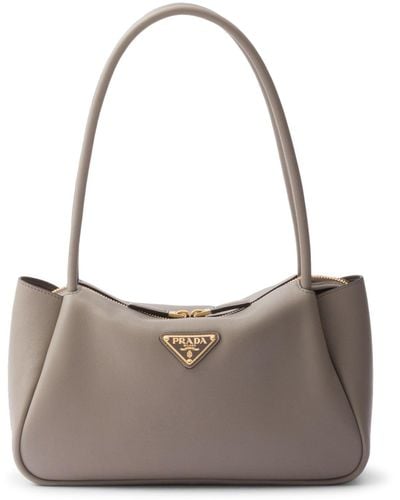 Prada Medium Leather Handbag - Grey