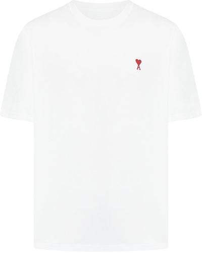 Ami Paris White T Shirt With Logo - Bianco