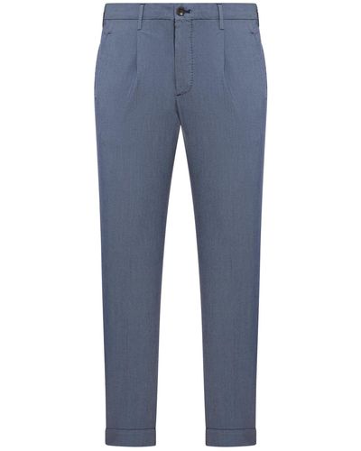 Incotex Cotton Trousers With Pleats - Blue