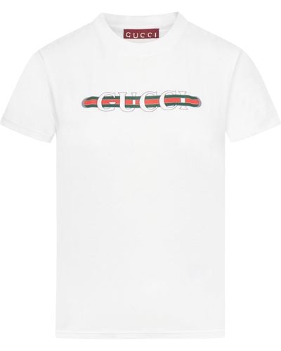 Gucci T-shirt in jersey di cotone stampato - Bianco