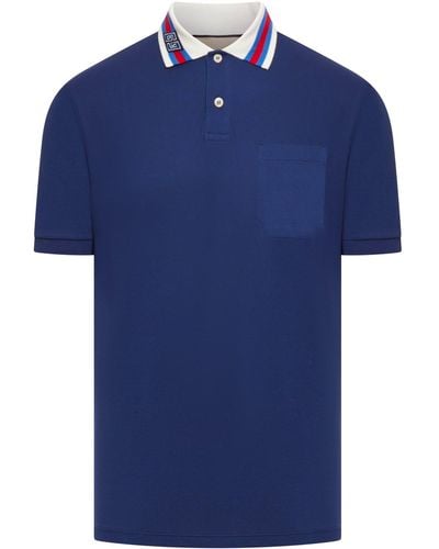 Gucci Cotton Piquet Polo Shirt With Square gg - Blue