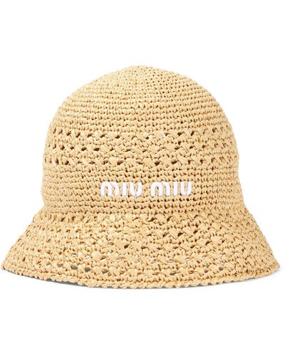 Miu Miu Woven Fabric Hat - Natural