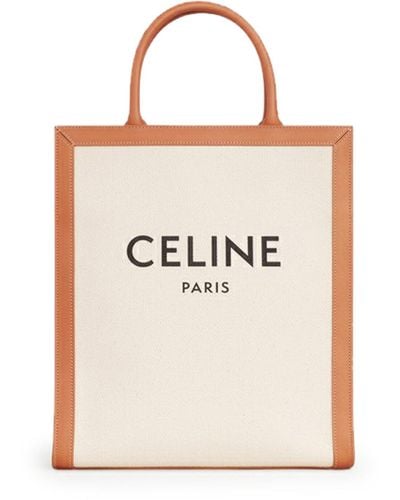Celine Cabas Vertical Canvas Bag - White