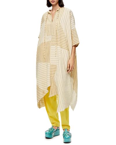 Loewe Stripe Tunic Dress In Linen And Cotton - Multicolor