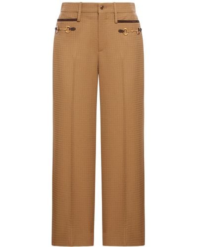 Gucci Horsebit-detailed Tailored Trousers - Natural