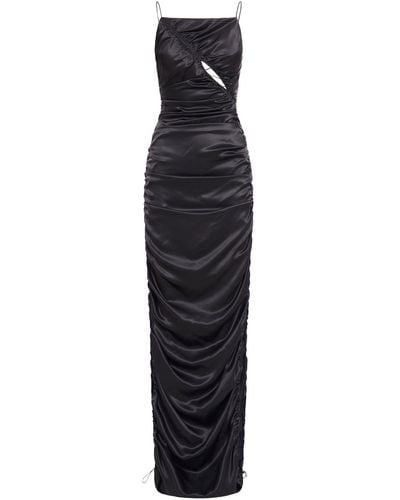 Del Core Draped Dress With Drawstring Detail - Black