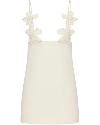Valentino Garavani Short Dress In Embroidered Crepe Couture - White