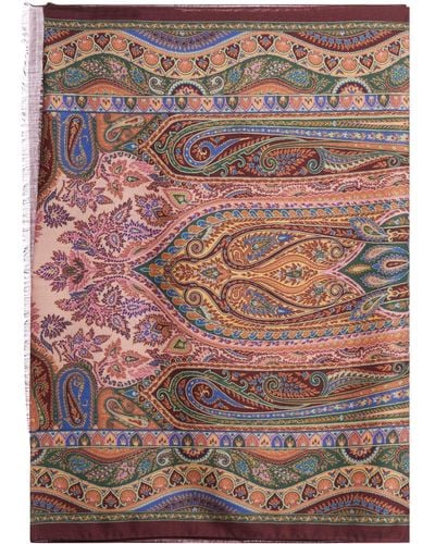 Etro Sciarpa sfilacciata con stampa paisley - Marrone