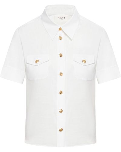Celine Chelsea Shirt In Cotton Flat - White
