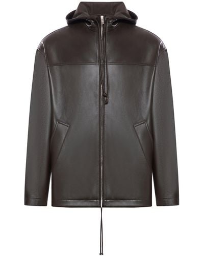 Bottega Veneta Nappa Leather Zip Jacket - Grey