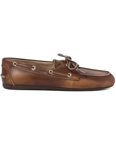 Miu Miu Unlined Leather Loafers - Brown