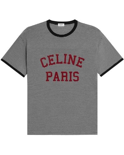 Celine Loose Paris T-shirt In Cotton Jersey - Gray