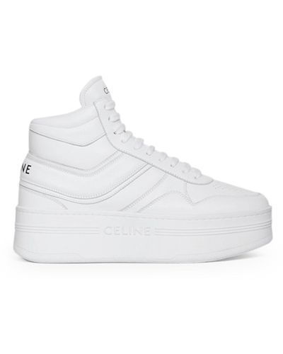 Celine Medium Block Trainer With Wedge In Optical Calf Leather - White