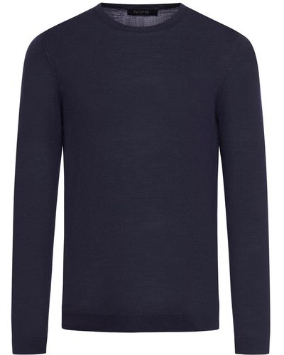 Nome Wool Sweater With Side Slits - Blue