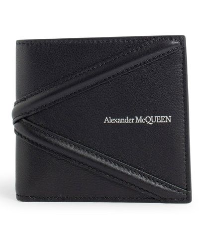 Alexander McQueen Portafoglio in pelle con placca logo - Nero