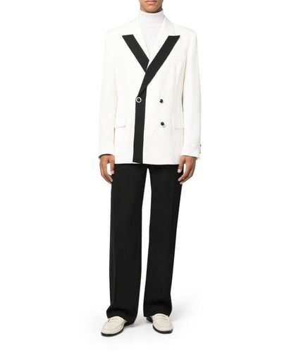 Casablancabrand Double-breasted Cotton-silk Jacket - White